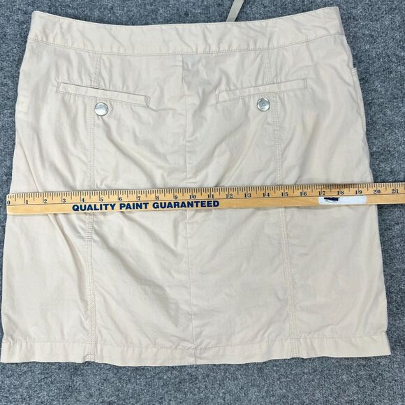 Eddie Bauer Khaki Skirt Womens 8 Snap Button Drawstring Cotton Nylon Outdoor - Picture 8 of 13
